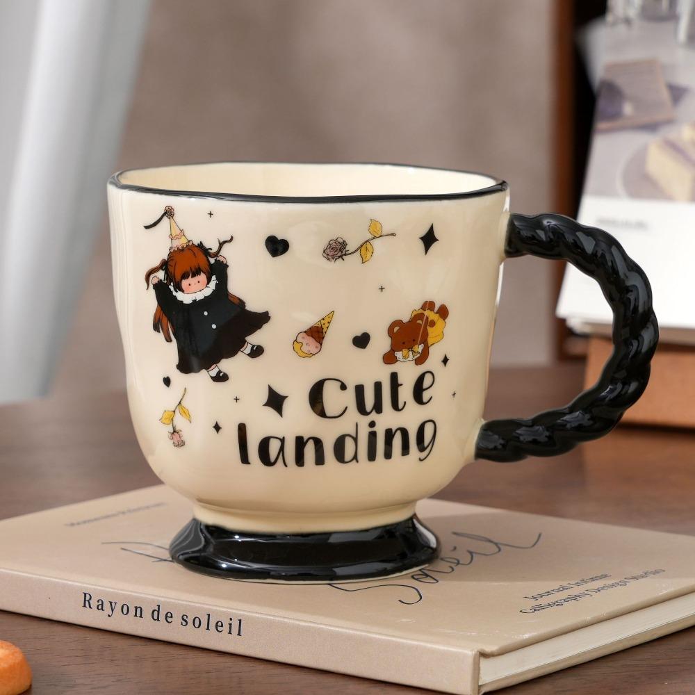 Design sense niche girls mug household cute ceramic cup office water cup breakfast coffee cup gift