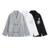 2026 French Style Double Breasted Knit Cardigan Womens V Neck Loose Fit Long Sleeve Sweater