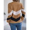 QICED Autumn and Winter Casual Color-blocking Lantern Long-sleeved Pullover Sweater Women's Wear