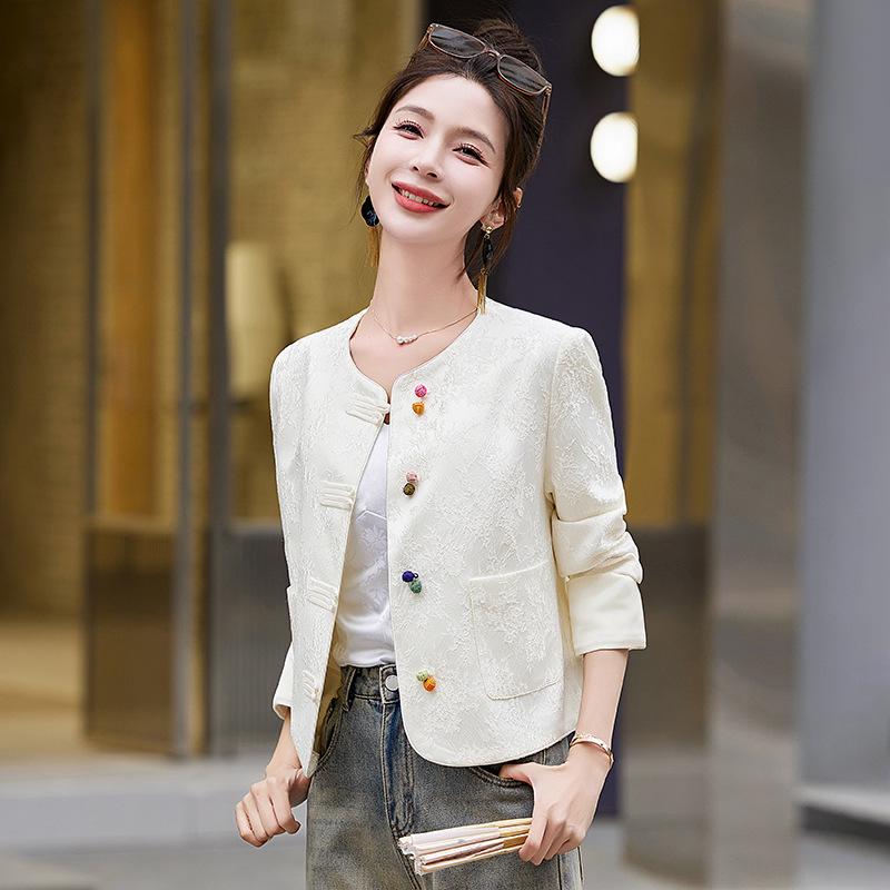 Women's Retro Jacquard Jacket - Short, Age-Reducing, National Style, Spring/Autumn 2025 (B2809)