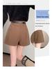 Women's High-Waist Pleated Wide-Leg Shorts for Autumn/Winter - Stylish A-Line Design