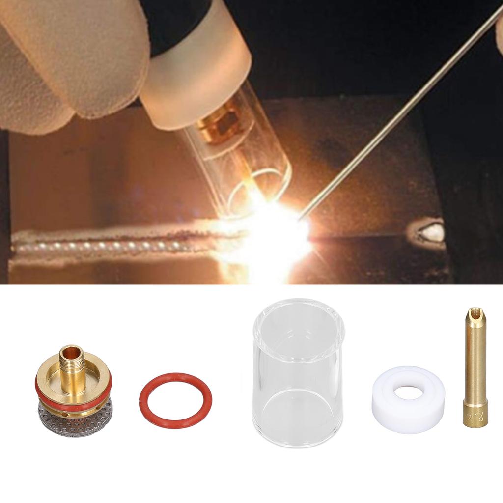 TIG Welding Torch Accessory Argon Welder Glass Cup Part Kit Set for 2.4MM WP‑17/18/26