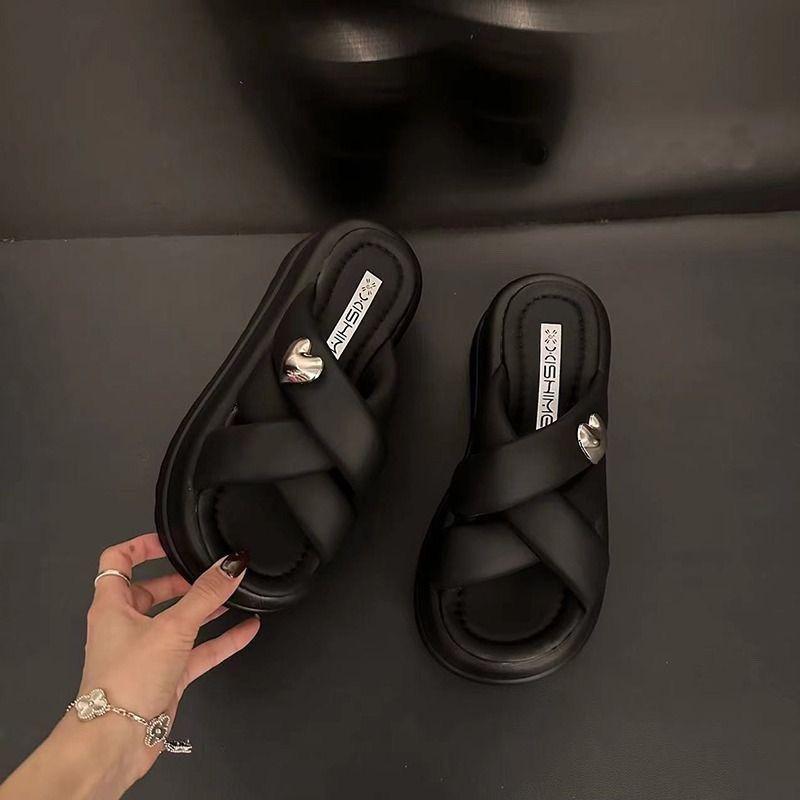 Premium super fairy slippers women's summer outer wear 2025 new summer fashion versatile thick bottom heightening one-word drag