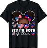 Half Haitian and American America Haiti USA Flag Girl Afro T-Shirt