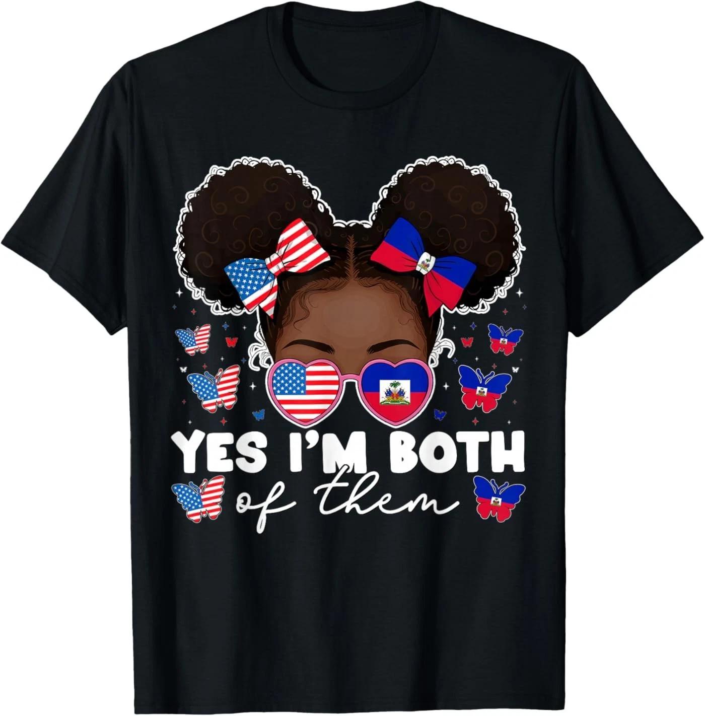 Half Haitian and American America Haiti USA Flag Girl Afro T-Shirt S