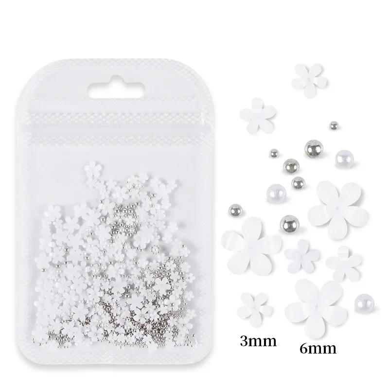 200 Stück/Beutel Nagelkunst-Dekoration Gemischte Größe Zarte 3D Harzblumen Strass-Nagelteile Maniküre-Werkzeug Nägel Design-Zubehör