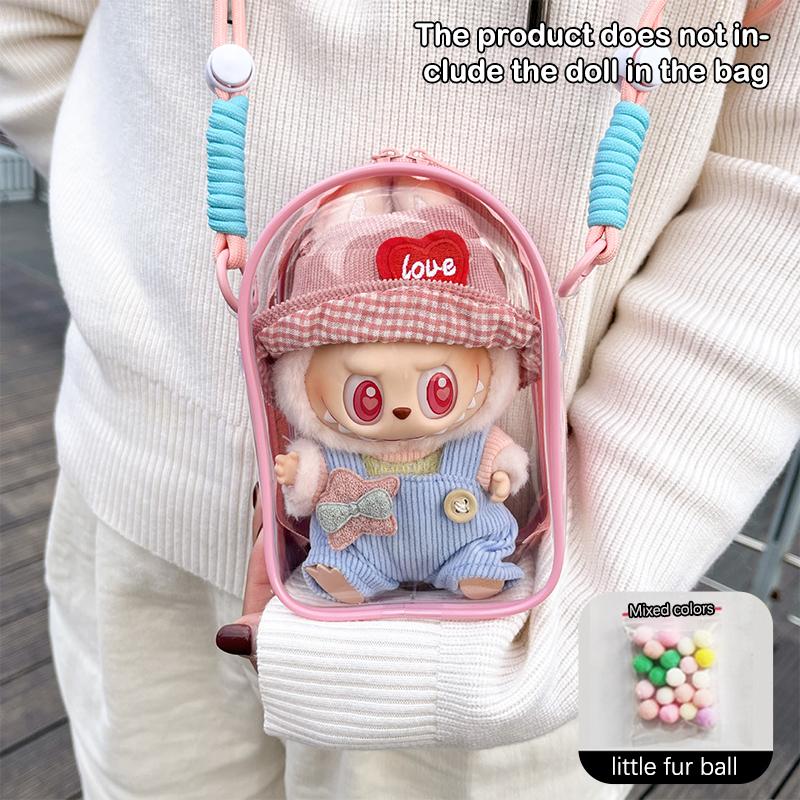 Clear Crossbody Labubu Doll Bag Protective Cover Doll Hanging Bag Doll Walk Bag