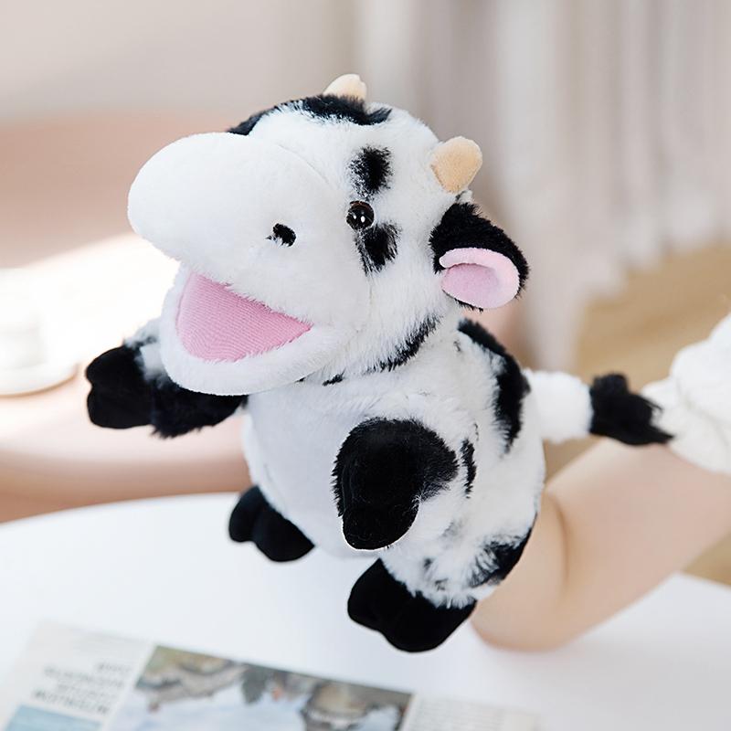 25Cm Boerderijdier Pluche Handpop Pluizig Cartoon Gele Eend Lammetje Varkentje Pluche Speeltje Interactief Verhalen Vertellen Podiumrekwisiet Cadeau 25cm white