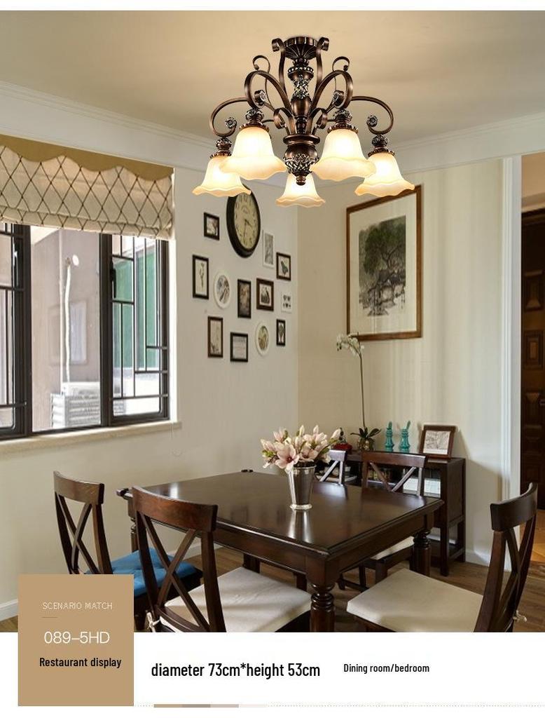 Retro Wrought Iron Pendant Light for Living Room, Villa, or Staircase