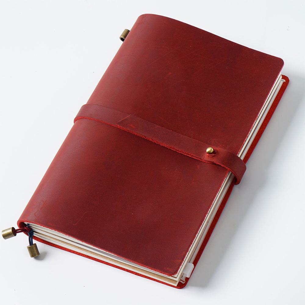 Functional Genuine Leather Journals Travel-Diary Durable Full-Grain Leather Cover Thick Tear-Resistant Souvenir-Notebook Custom