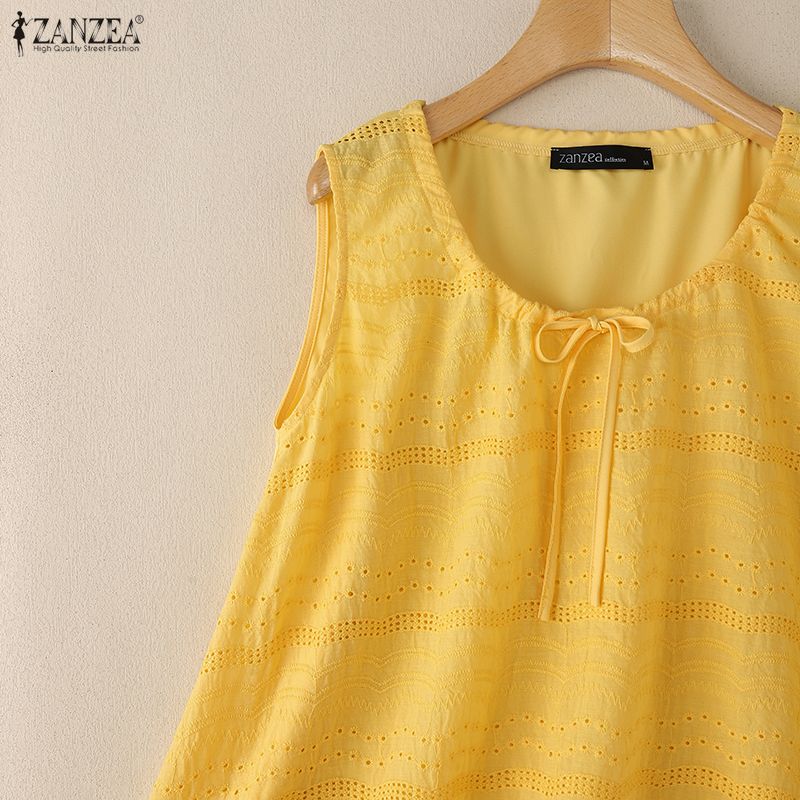 ZANZEA Women Casual Round Neck Summer Sleeveless Tank Tops