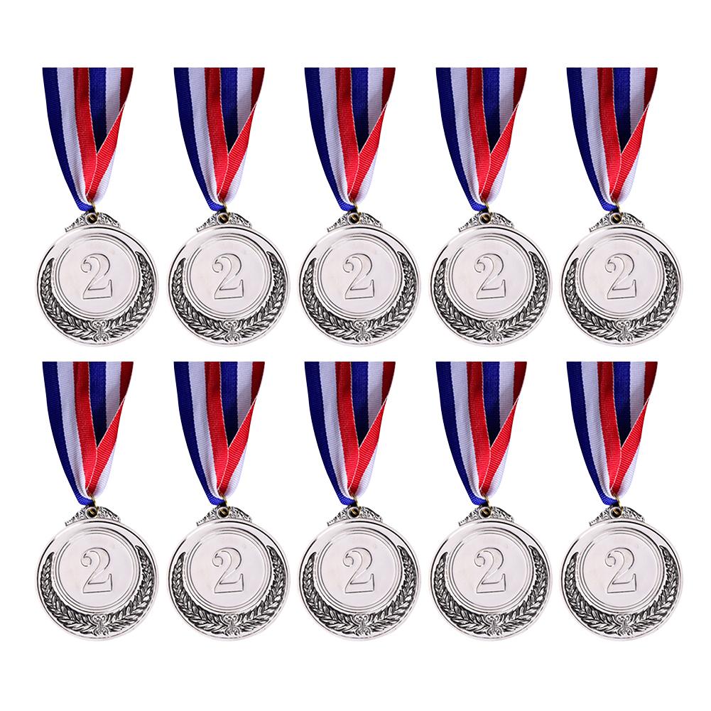 10Pcs Gold Award Medals Zinc Alloy Bronze Award Medals with Neck Ribbon Winner Reward Badge 2 Inch for Classrooms Office Games
