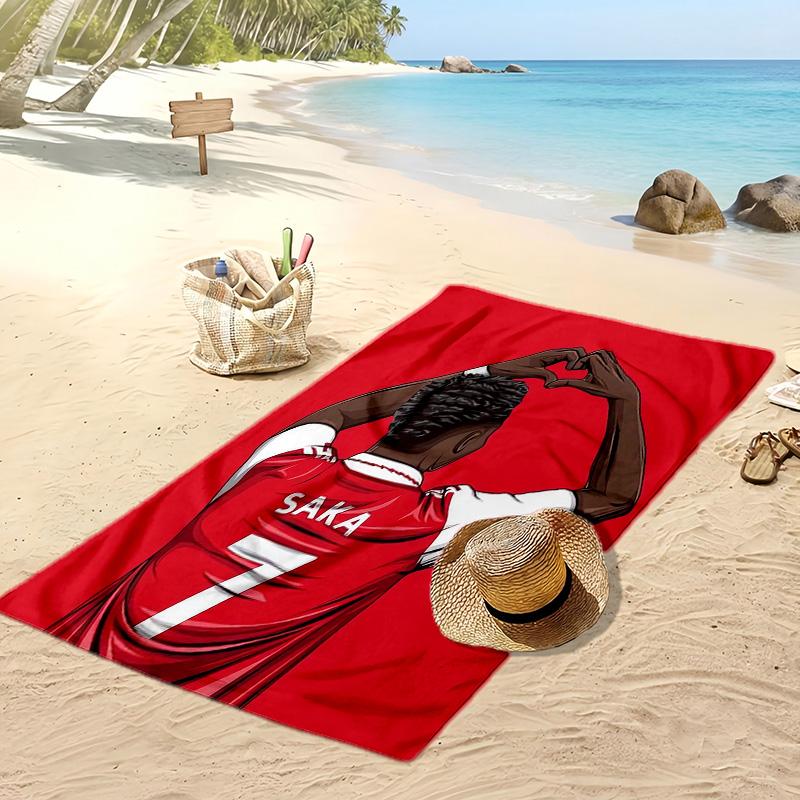 Asciugamano da Spiaggia Stampato Bukayo Saka Asciugamano Morbido ad Asciugatura Rapida Coperta da Spiaggia Rettangolare Grande Portatile per Viaggi Piscina