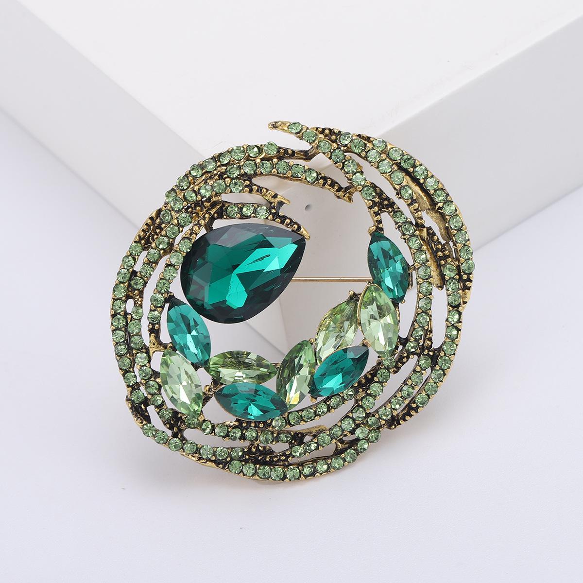 

Креативное преувеличенное кольцо с бриллиантами в виде супервспышки ветра, роскошная брошь со стразами, модная булавка для одежды, пряжка для шелкового шарфа зелёный