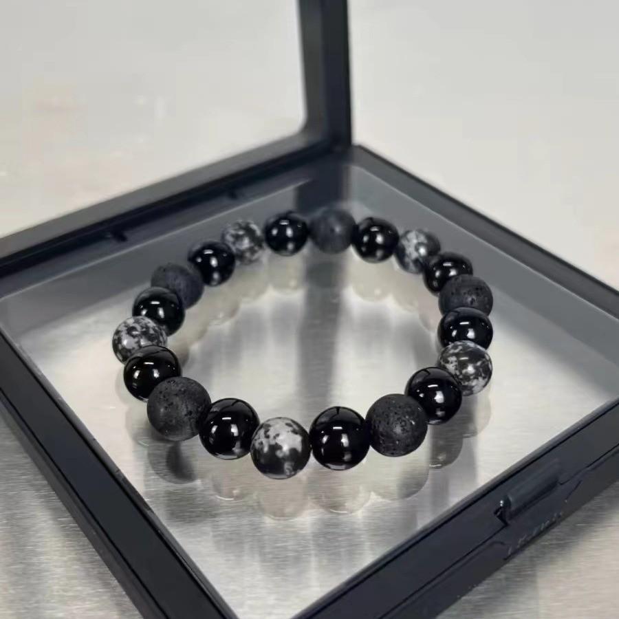 Premium Quality Obsidian Beads Dark Theme Bracelet For Couples And Travel Gifts