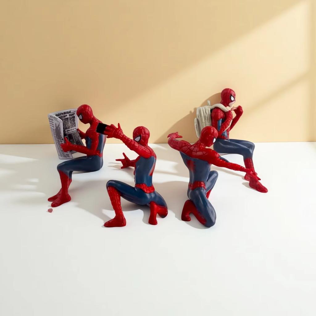 Spider Man Action Figure 4 Pcs 7-9Cm Superhero Spiderman Anime Collection Mini Model Toys Children Gift Desktop Decor
