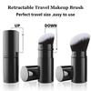 Falliny Retractable Kabuki Makeup Brush, Angled Travel Powder Blush Brush, Foundation Makeup Brush with Cover, for