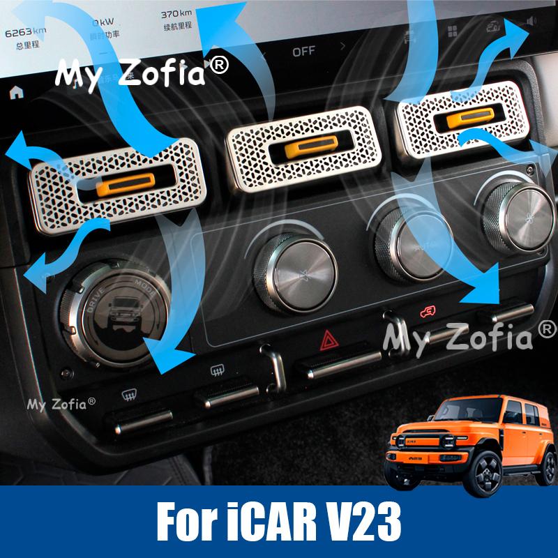 For Chery iCAR V23 iCAUR V23 2025 2026 Car Air Condition Vent Outlet Panel Frame Stainless Decoration Sticker Trim Accessories