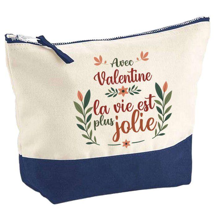 Trousse de maquillage - PLANETEE - Valentine la vie est plus jolie - Grand format - Coton - Impression HD