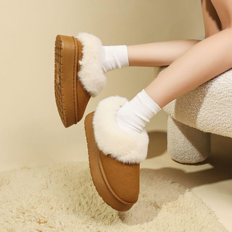 Modische vielseitige Samt verdickte bequeme warme Baumwollschuhe für Damen Herbst und Winter neue dicksohlige Schneestiefel für Damen