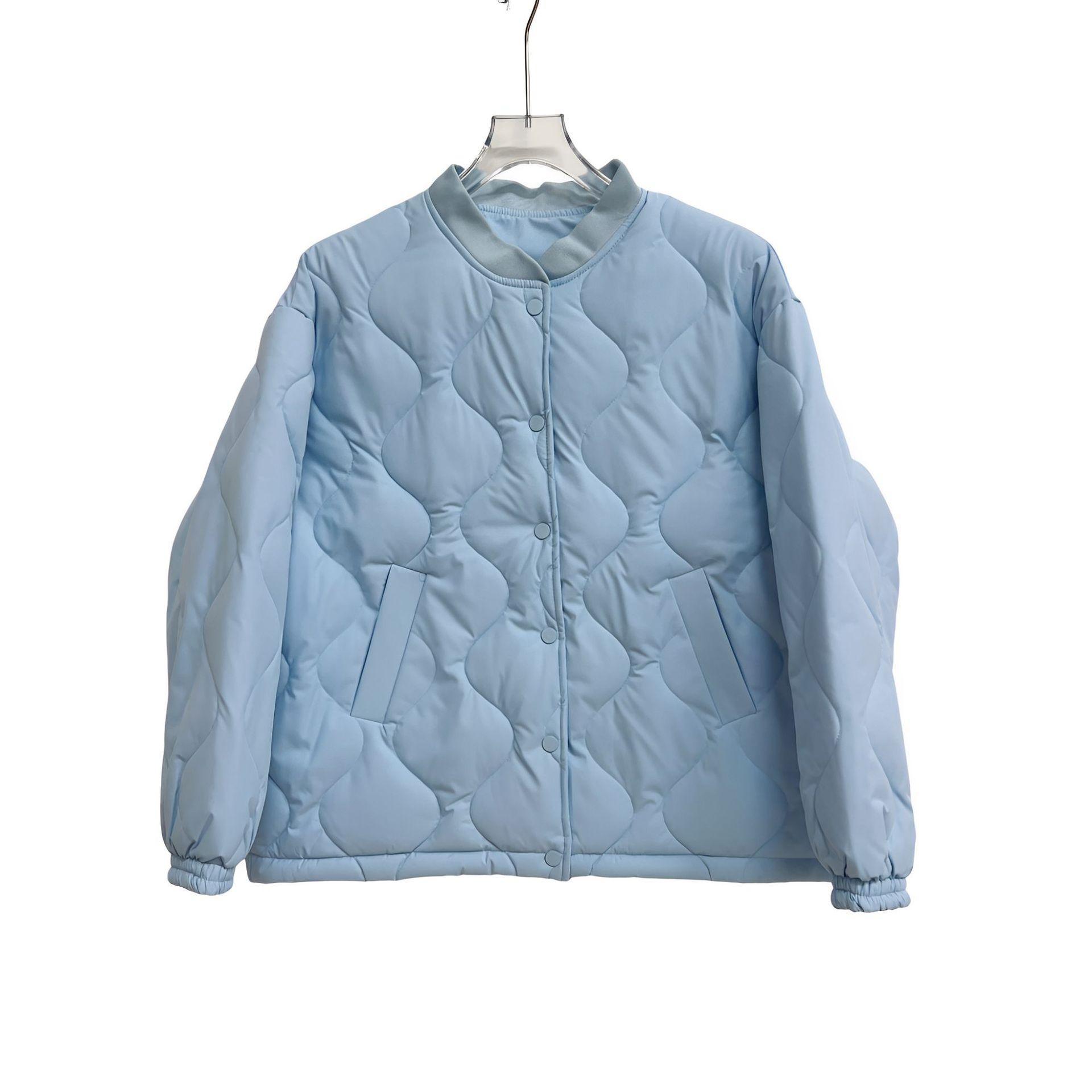 

Новий короткий пуховик з бавовни, повсякденний, новий чоловічий та жіночий однаковий пуховик з бавовни, куртка L світло-синій колір