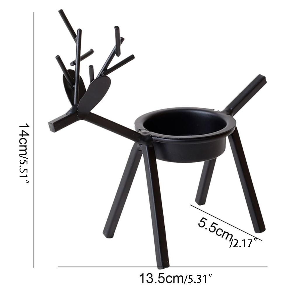 Reindeer Christmas Candle Holder Iron Deer Candle Pillar Rustic Elk Candlestick Stand  Living Room
