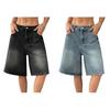Women's Bermuda Jean Shorts High Waisted Knee Length Baggy Jorts Wide Leg Loose Denim Shorts with Pockets