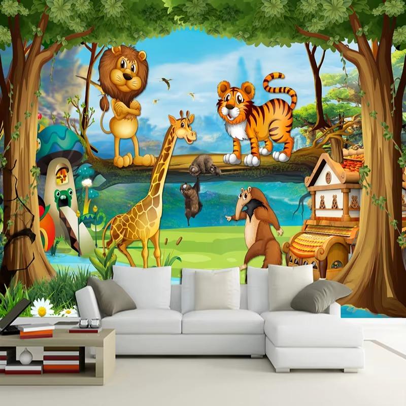 3d Wall Murals Beautiful Cartoon Forest Animal World Wallpaper For Children Room Living Room Bedroom Wall Mural Home Decor