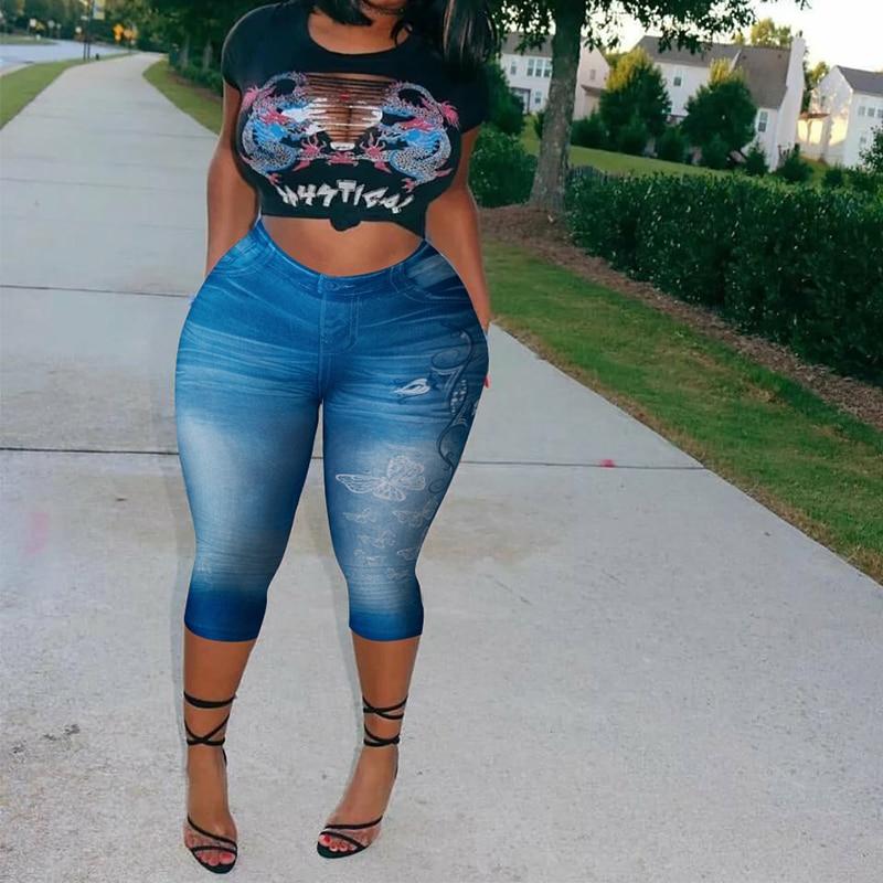 Buy Jeggings Capri Pants Faux Denim 