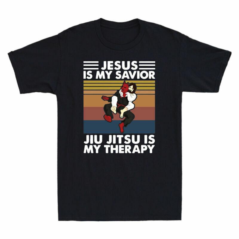 Jitsu Therapy Unisexs My Jiu Tee Jesus Funny Retro My Savior Is Tshirt Is Vintage S