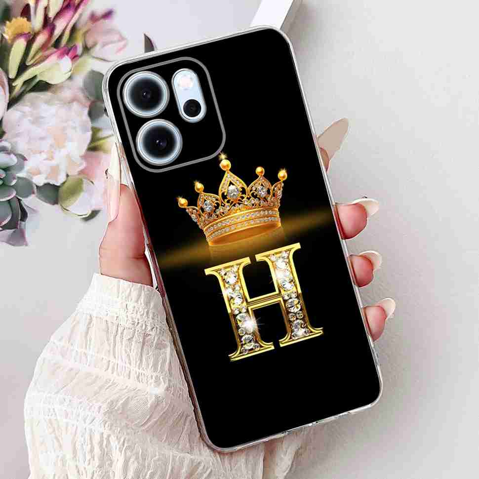 For Oppo Reno14 F 5G 6.57" Case Popular Design Letters A-Z Crown TPU Soft Silicone Cover For Oppo Reno 14F CPH2743 Phone Casing