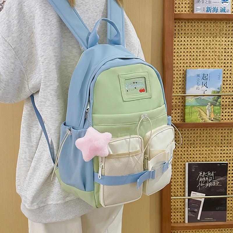 School bag Mori dopamine color matching backpack for junior high school students Small fresh school bag Versatile high value American shoulder bag
