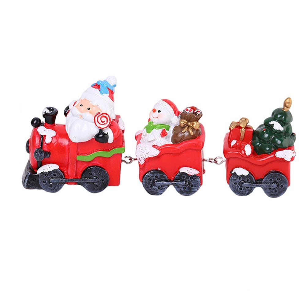 Resin Santa Claus Train Statue Cute Miniature Figurine Sculpture  Birthday
