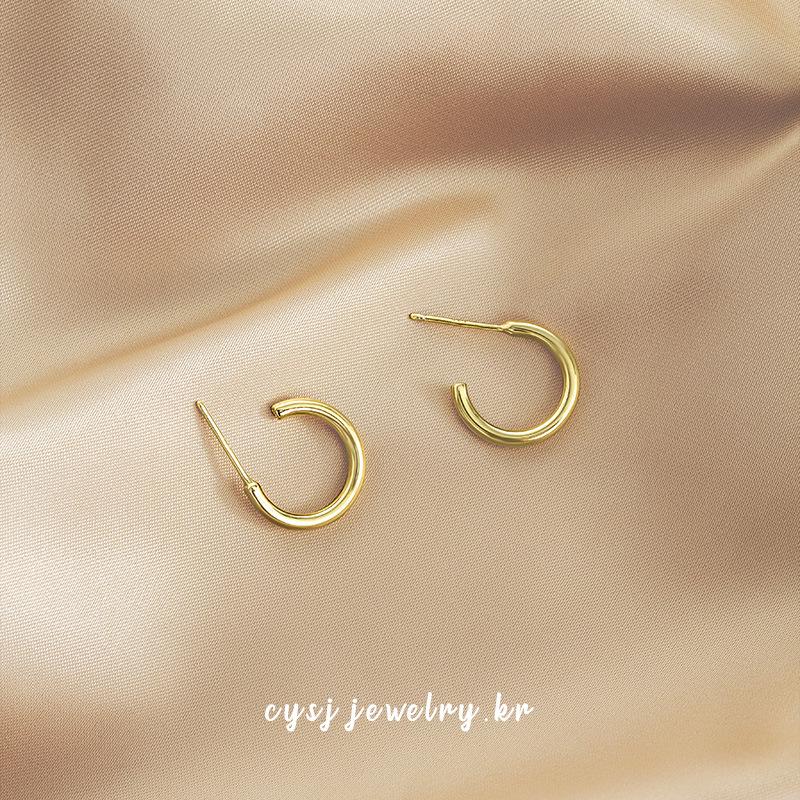 Sterling Silver Korean Dongdaemun Minimalist Large Round Hoop Earrings for Women 925 Silver