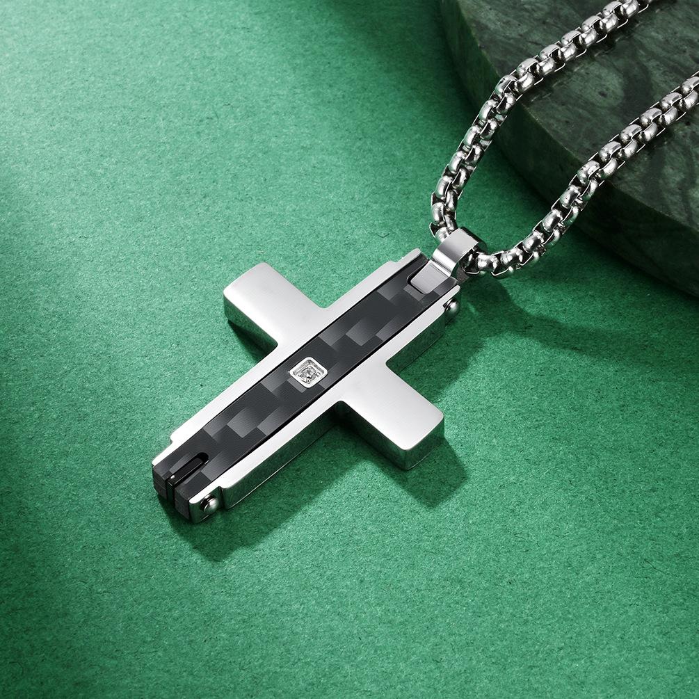 2026 Carbon Fiber Rivet Combination Cross, Pendant, Versatile Accessories, High-end Personalized Jewelry 60CM