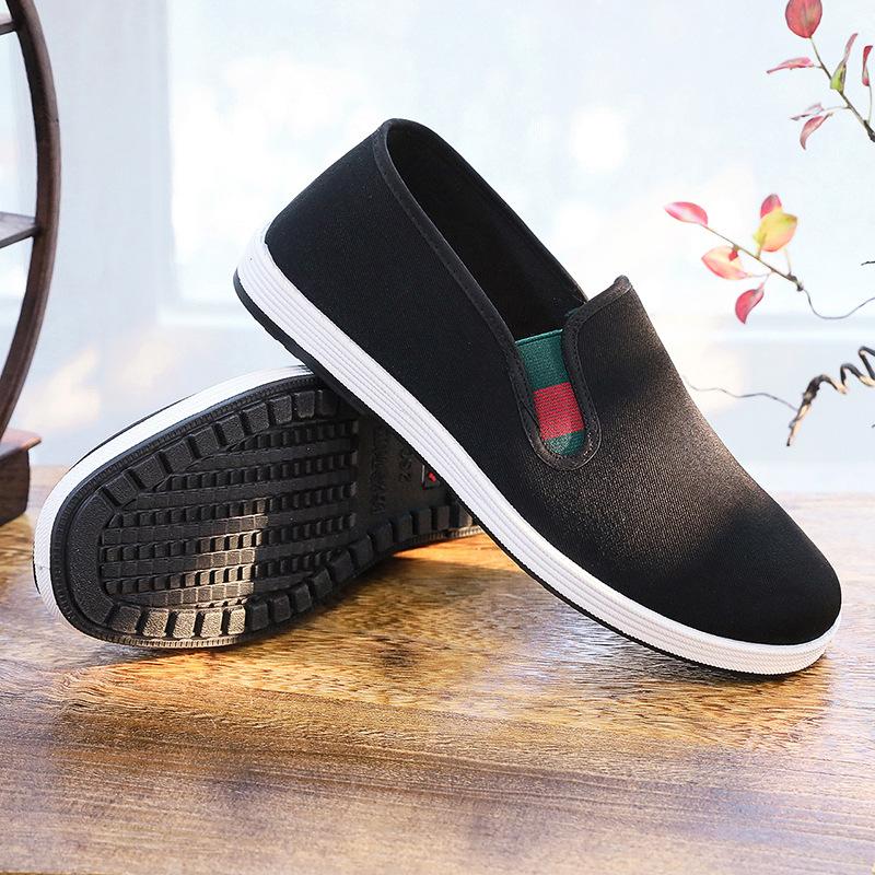Old Beijing cloth shoes men's wormwood breathable one-pedal wear-resistant and non-slip black work shoes platform lazy shoes large size shoes
