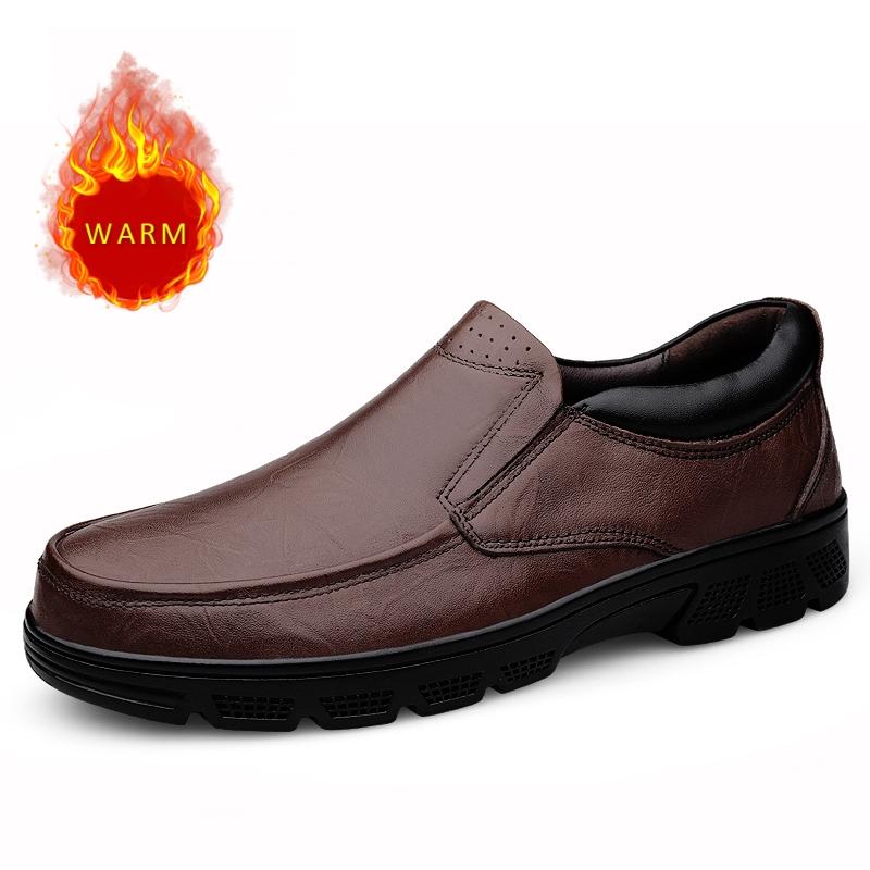 

Модные Классические Брендовые Мужские Повседневные Туфли из Натуральной Кожи на Толстой Подошве, Зимние Плюшевые Хлопковые Ботинки, Мужская Уличная Обувь для Поездок на Работу 46