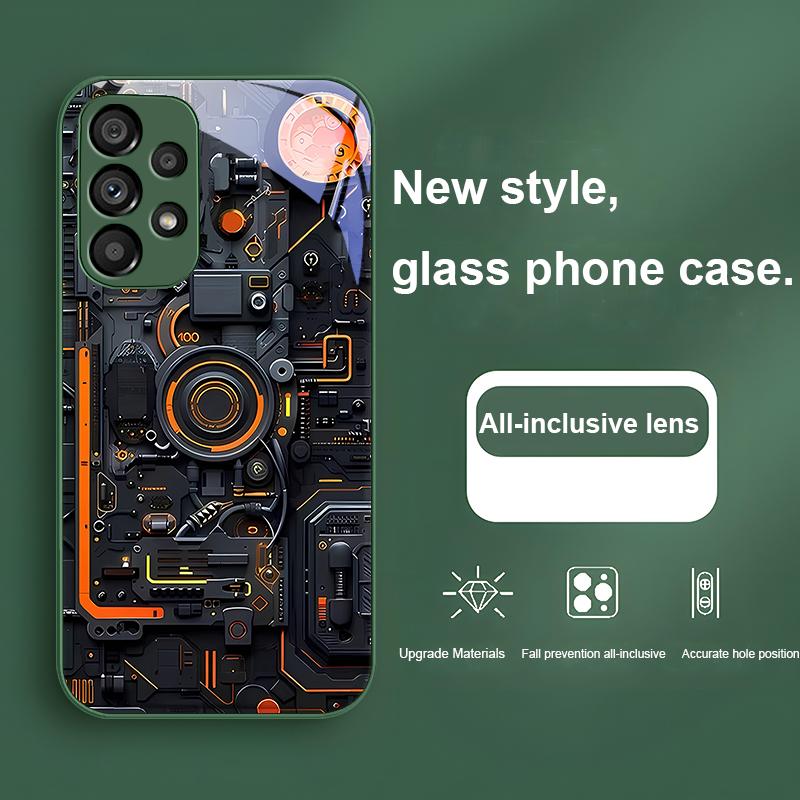 Mechanical structure device for Samsung Galaxy S24 Plus S20 21 FE S23 Ultra S8 9 A70 72 73 50 51 52 53 Tempered glass phone case