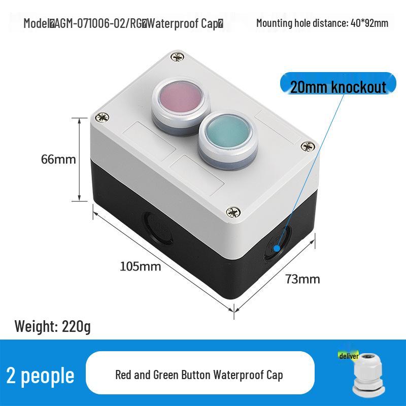 KEOLEA Waterproof Emergency Stop & Start Button, Industrial Self-Reset Push Control Box