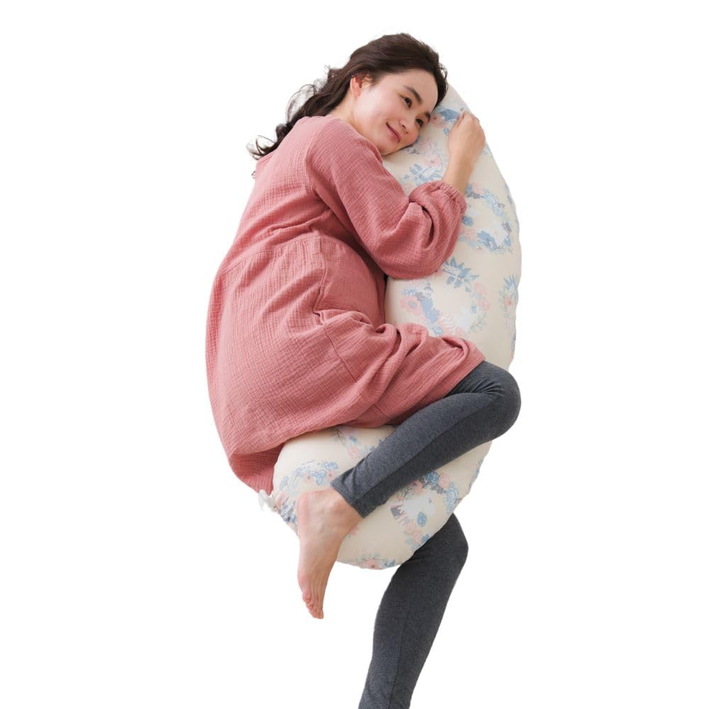 Moomin Baby Long Body Pillow for Pregnant Women that can be used as a Nursing Cushion Tamahiyo SHOP Body Pillow (Cream (Garland))