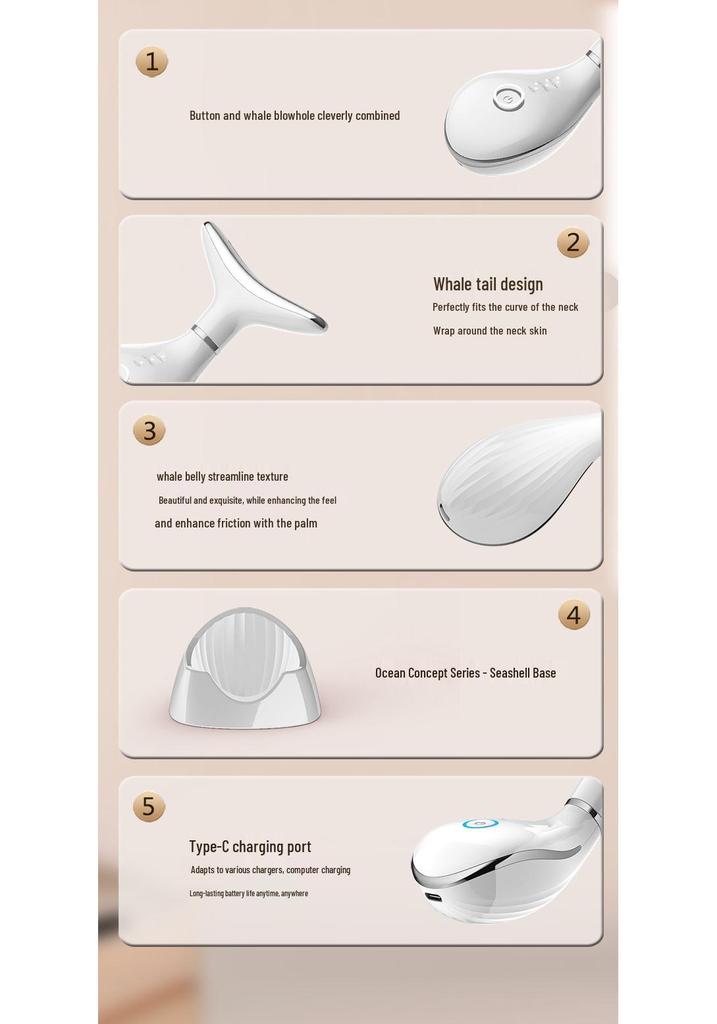 Multi-Functional Neck & Face Beauty Device with 7-Color LED, EMS Facial Import, and Massager