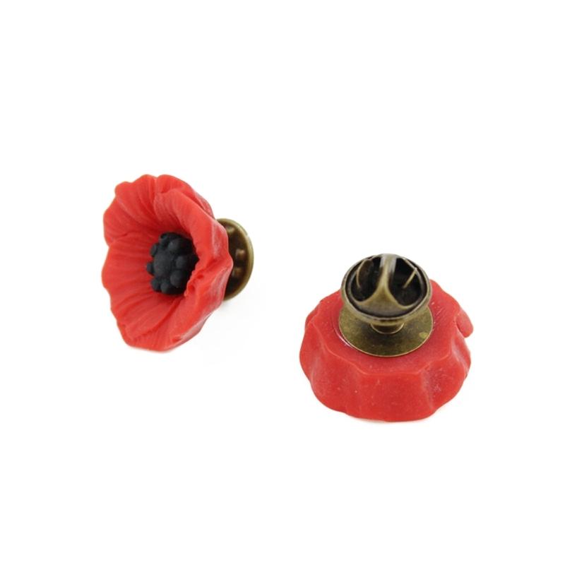 10pcs Elegant Poppy Shaped Brooch Stylish Flower Breastpin Remembrance Day Lapel Pin for Women Girls Memorial Day Gift