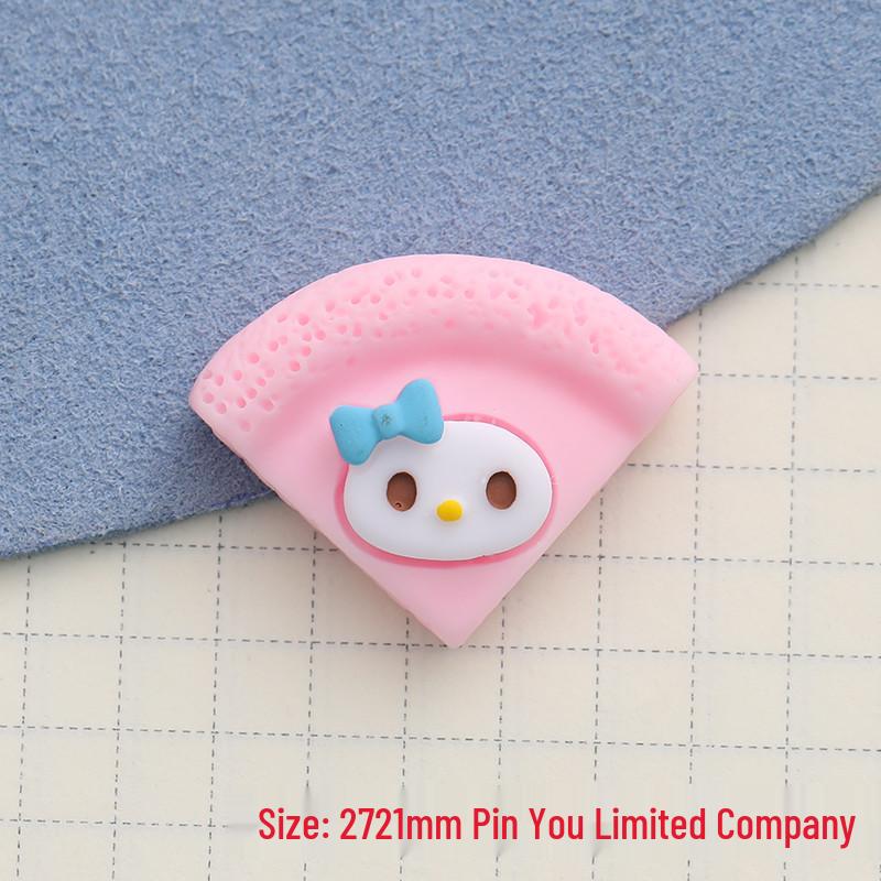 Sanrio Cartoon DIY Resin Accessories: Cute Pizza Hair Clips, Phone Cases, Water Bottle Stickers, and Shoe Buckles.