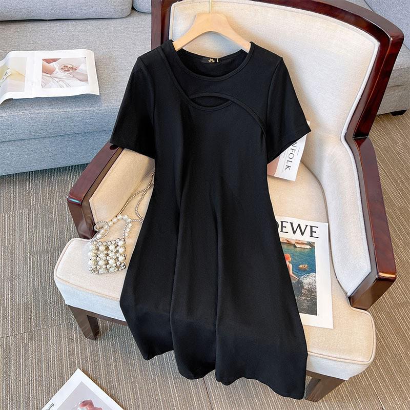 2024 Deformation Strategy Plus Size Women's Short-Sleeve Dress, 120-350 Jin, Niche Design