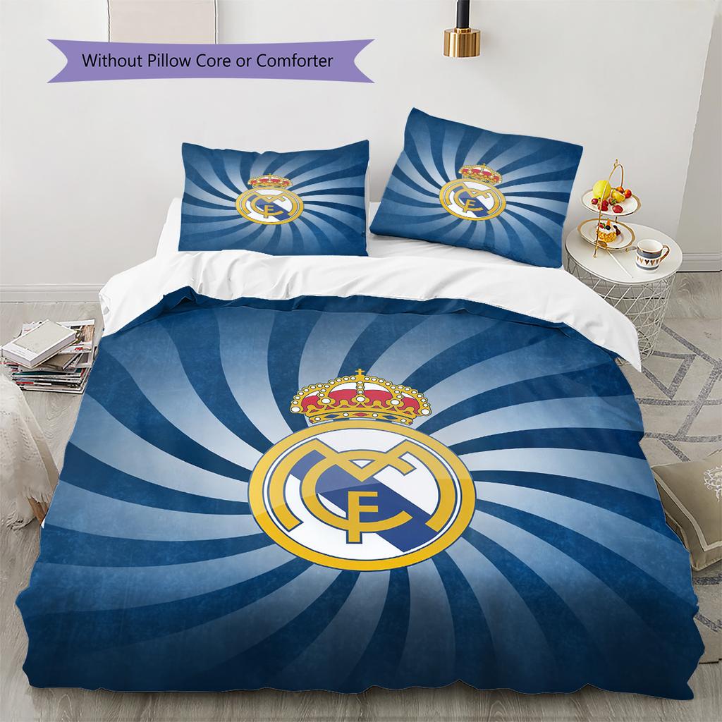 Real Madrid C.F.  Set cu model cuvertură de pat Decorațiune interioară Cadou (1 * față de plapumă + 2 * fețe de pernă fără umplutură)