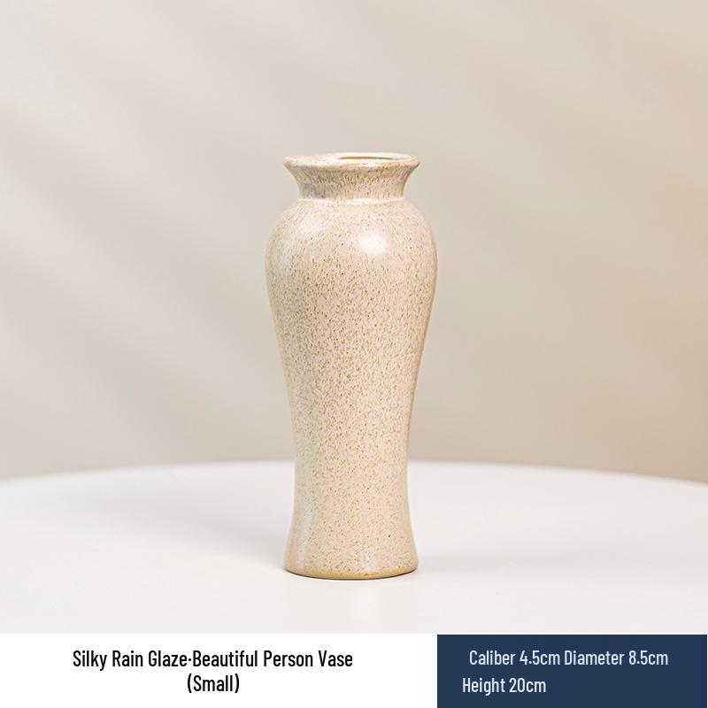 Wabi-Sabi Ceramic Vase: Elegant Hydroponic Bamboo Arrangement for Living Room & Dining Table