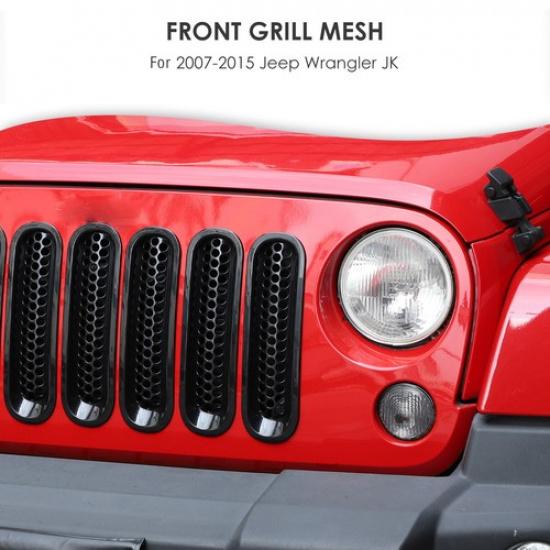 Clip-on Grille Front Mesh Grille erts for Jeep JK Wrangler 2007-2017