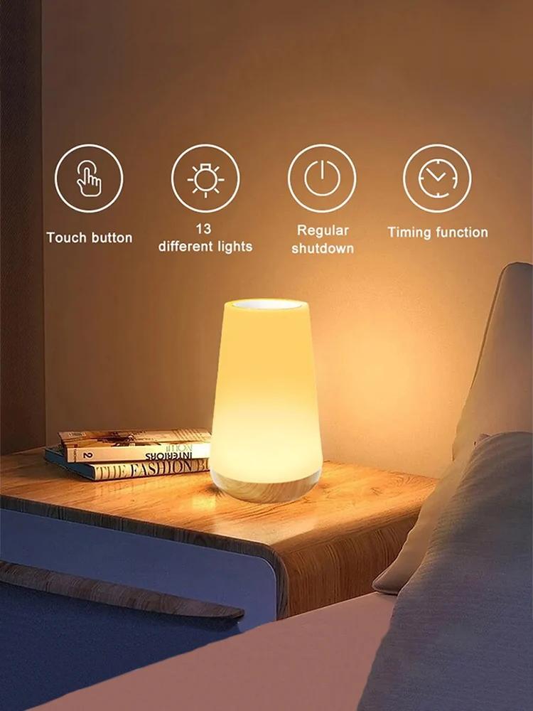 Xiaomi 13 RGB Colors LED Night Light for Children Baby Bedroom Decoration Dimmable Touch Lamp Portable Rechargeable Bedside Table Lamp