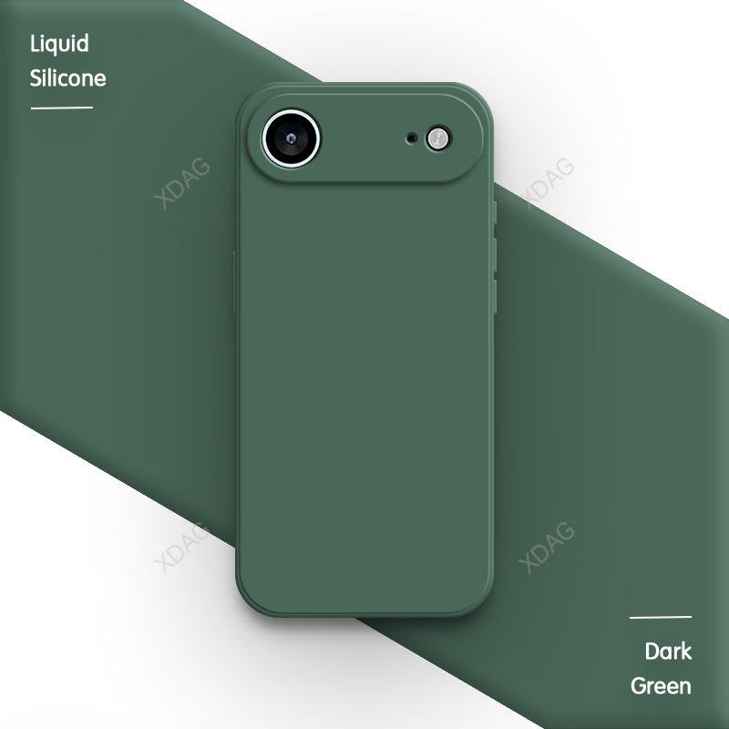 

Original Soft Phone Case for iPhone 17 Air Pro Max 17Air 17Pro 5G Funda Square Liquid Silicone Camera Lens Protection Back Cover iPhone17 Pro темно-зелений колір