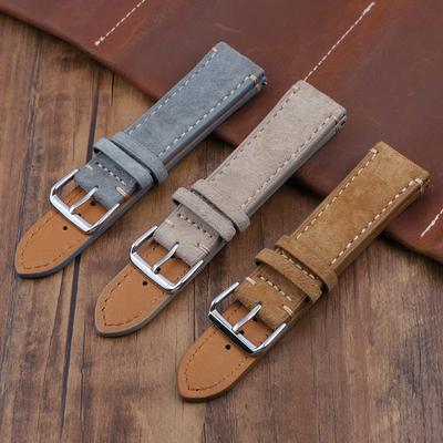 Uhrenarmband aus echtem Wildleder, Vintage-Uhrenarmbänder, hochwertiges handgefertigtes Uhrenarmband aus Samt, 18 mm, 20 mm, 22 mm, 24 mm, Ersatzband
